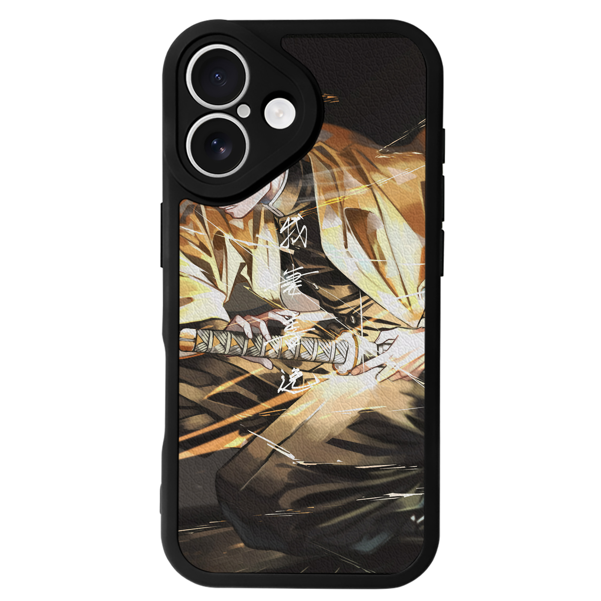 （画像用） 鬼滅の刃（きめつのやいば）我妻 善逸／あがつま ぜんいつ Agatsuma Zenitsu 【iPhone 16シリーズ対応】シリコンスマホケース（レザー調） 材質：シリコン